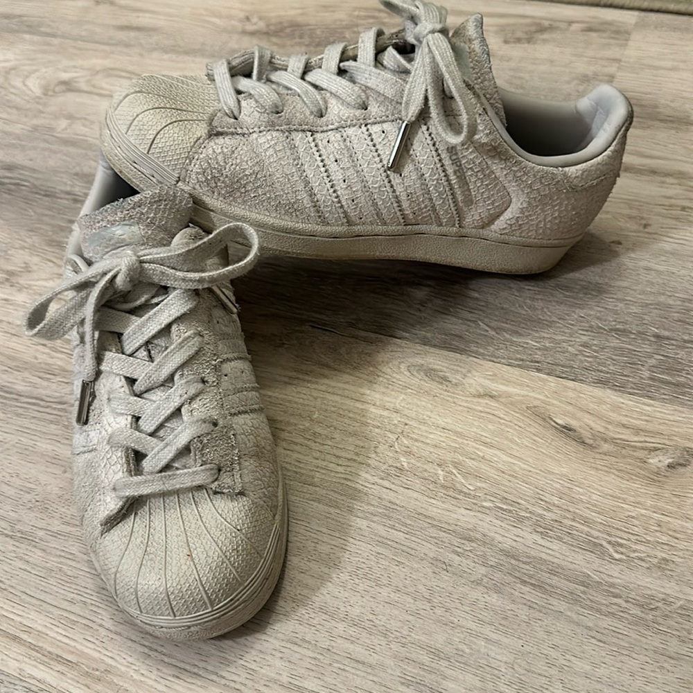 Distressed Adidas shell toe suede superstar